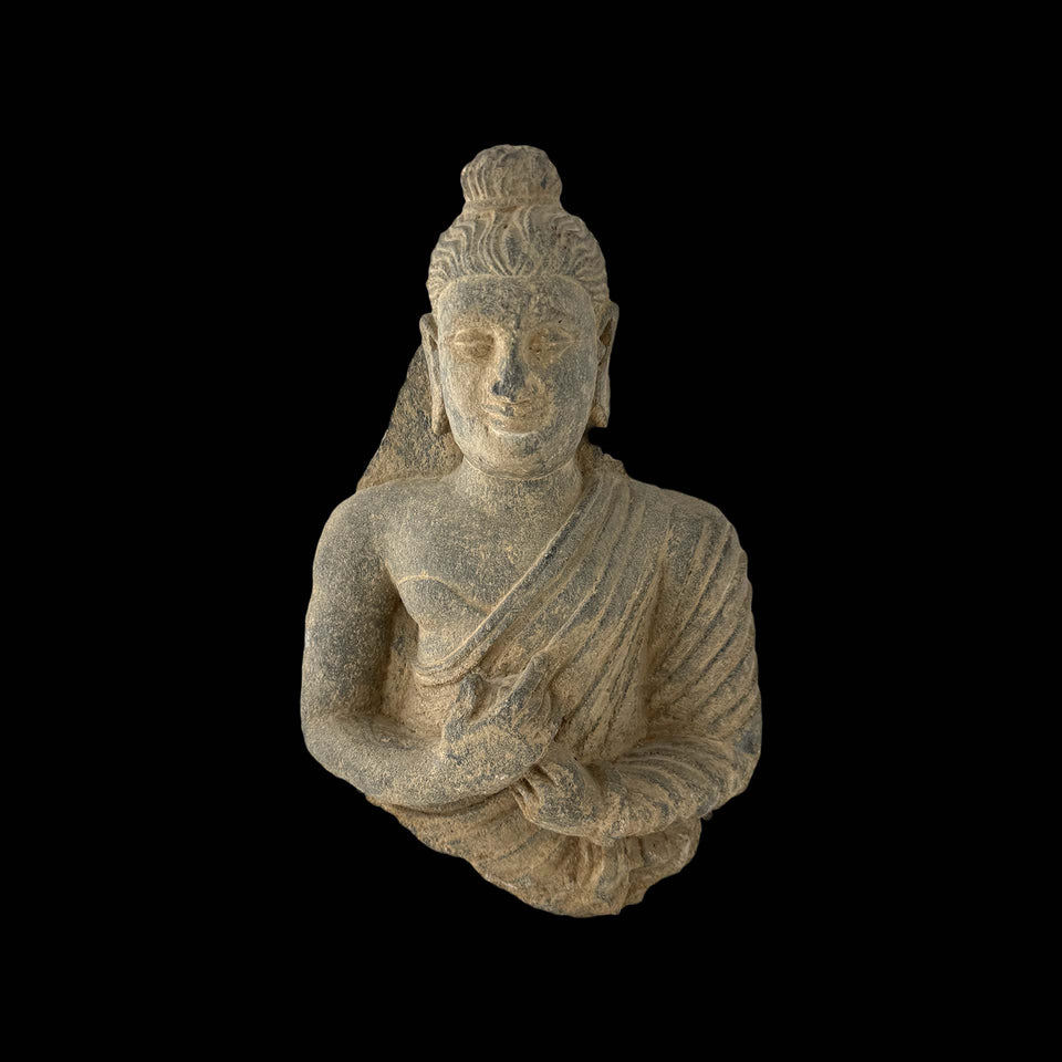 Buste de Bouddha Gandhara en Schiste Gris (Gréco-Bouddhique)  - Ier à Ve siècle